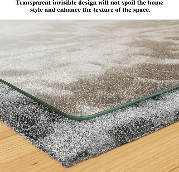 Koonmi Tempered Glass Chair Mat for Hardwood Floors & Carpets, 60" x 80“ Transparent Heavy Duty Office Floor Protector with Noise-Free Gliding Shatterproof for Home Office Desk