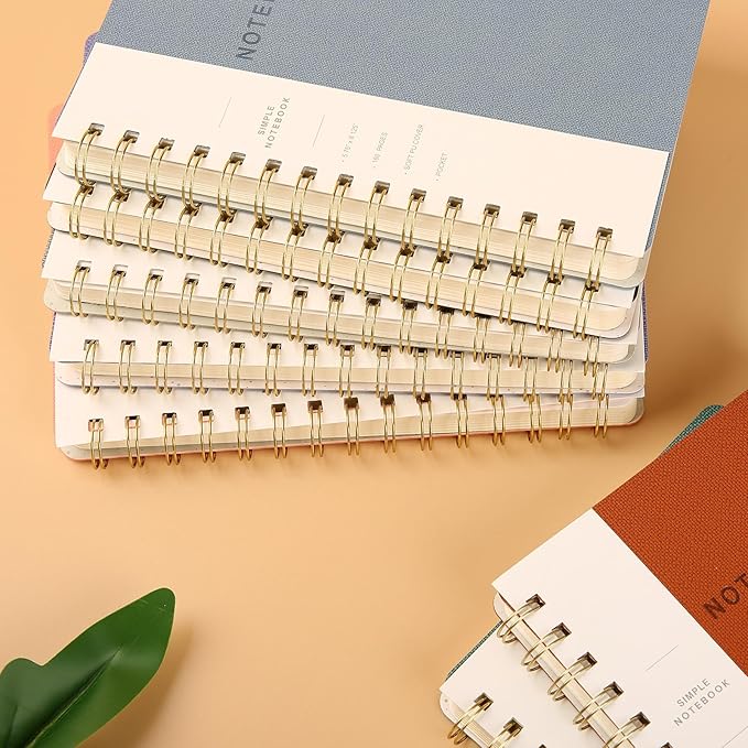 Spiral Notebook-5.75" x 8.125" College Ruled Journal with Inner Pockets and 160 Pages,PU Leather Cover Business Journal, Twin-Wire Binding Notebook Perfect for Office & Home School Supplies Army Green