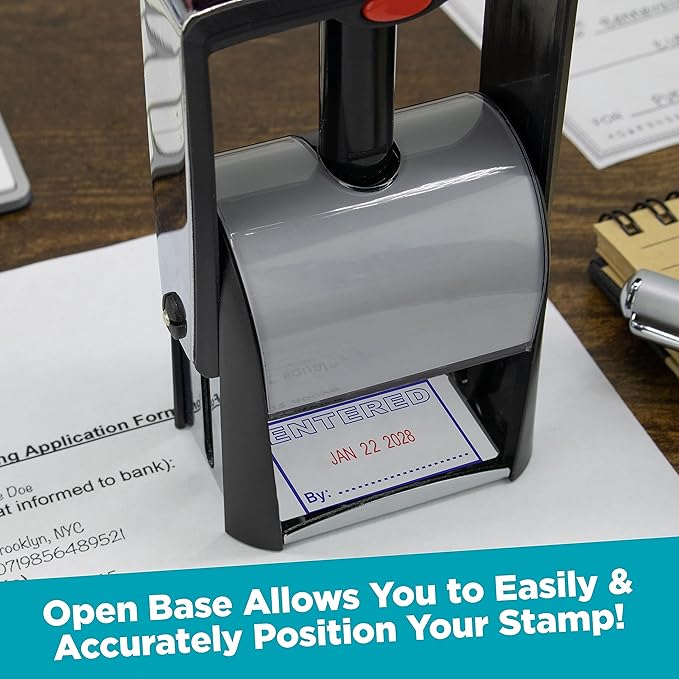 MaxMark Heavy Duty Self Inking Date Stamp with Phrase Revised - Black Ink