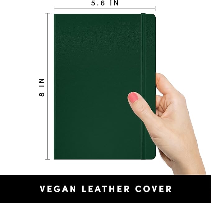 PAPERAGE Lined Journal Notebook, (Dark Green), 252 Pages, Medium 5.6 in x 8 in - 100 GSM Thick Paper – Hardcover Journaling Notebook for Work, School & Note Taking