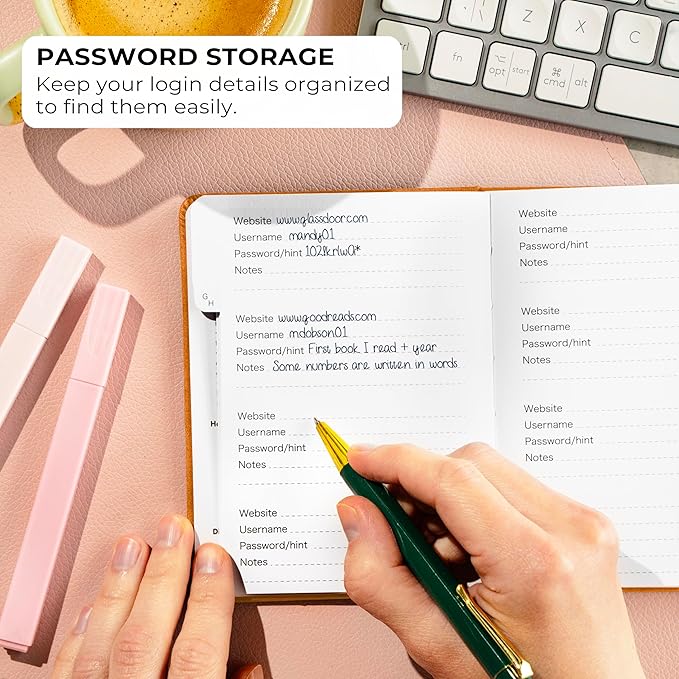 Clever Fox Password Book with alphabetical tabs. Internet Address Organizer Logbook. Small Pocket Password Keeper for Website Logins (Yellow)