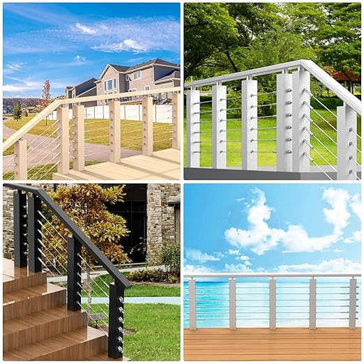 BLIKA 120 Pack Stainless Steel Protector Sleeves for 1/8" 5/32" or 3/16" Deck Cable Railing, for Wood/Composite Posts, T316 Marine Grade