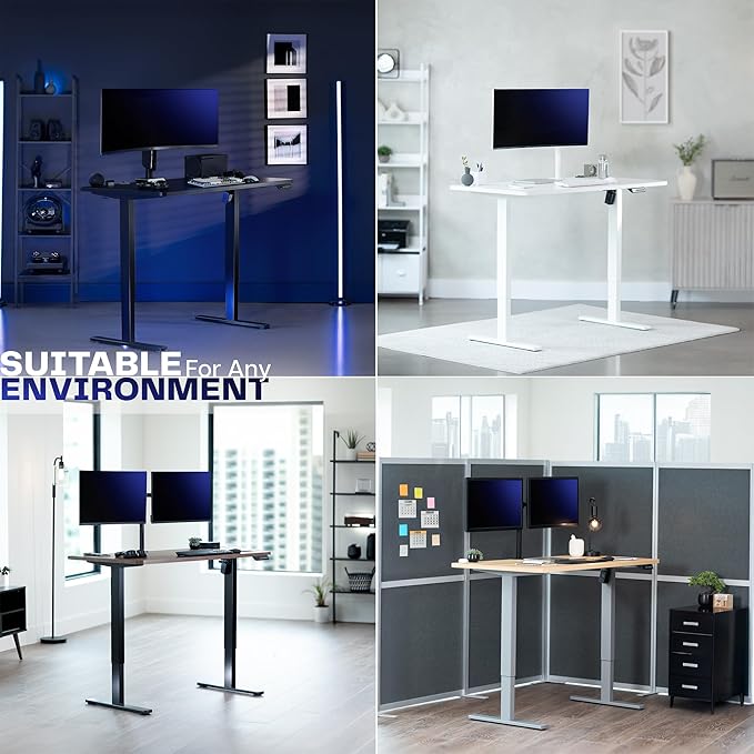 VIVO Electric 48 x 30 in Standing Desk, Memory Height Adjustment, 1B Series, Holds 220 lbs, One-Piece Dark Gray Top, Gray Frame, DESK-KIT-1G5G