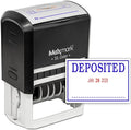 MaxMark Large Self-Inking Rubber Date Office Stamp with Deposited Phrase & Date - Blue/Red Ink, 12-Year Band - Style 3