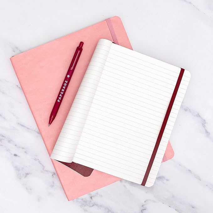 PAPERAGE Softcover Lined Journal Notebook (Periwinkle), 176 Pages, Large B5 College Ruled Notebook, 7.5 inches x 9.8 inches - 100 GSM Premium Paper, Soft Vegan Leather Journal for Home, Work & School