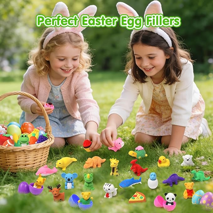 150 Pack Animal Erasers for Kids Bulk Pull Apart 3D Puzzle Erasers Treasure Box Toys for Classroom Rewards and Prizes Class Treasure Box Kids Party Favors Back to School Supplies Gift