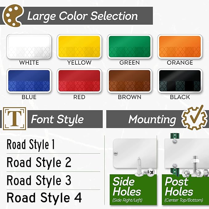 Custom Street Sign, Address Sign, 8 Colors, Reflective Option, Mounting Options, 4x18 Inch, Thick Rust-Free AlumaBond, Made in USA By My Sign Center (Contour)