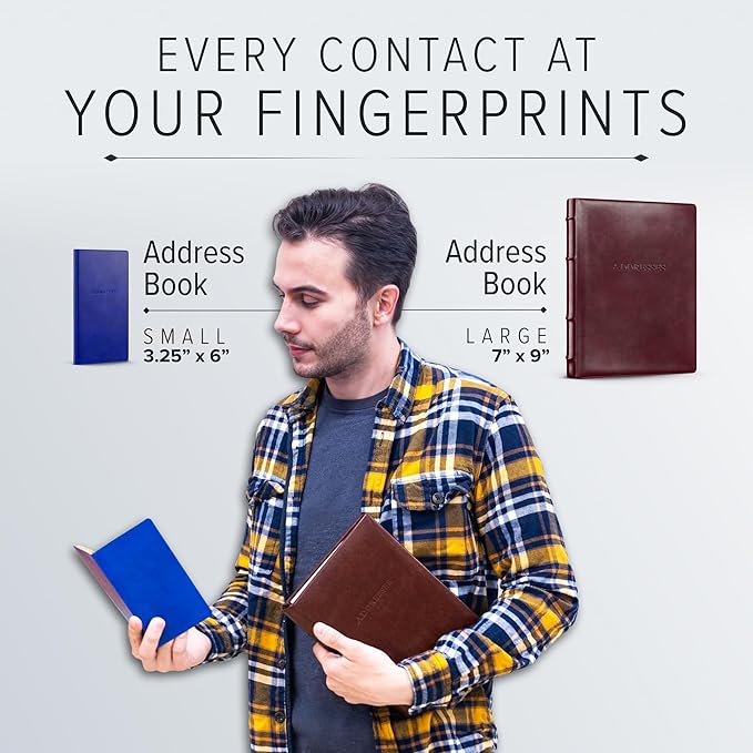 Gallery Leather Small Address Book with Alphabetical Tabs up to 403 Records, Leather Notebook Hardcover, Telephone and Address Books - 6x3.25", Pocket Address, Acadia Black