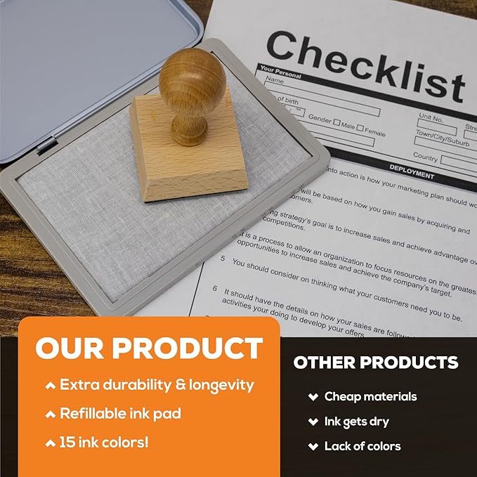 Metal Case Stamp Pad Medium Size, Purple Color - Size: 3" x 4" - Choose from 15 Ink Colors