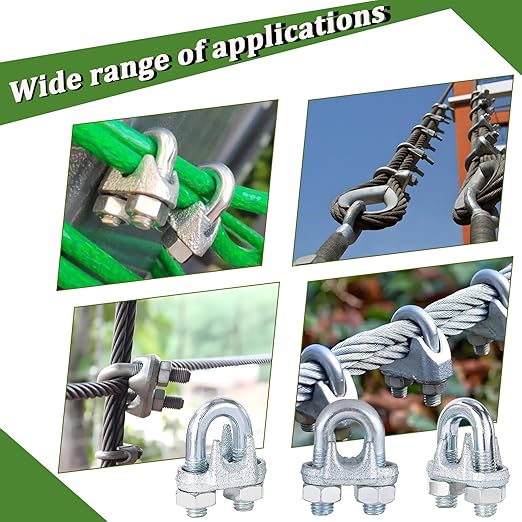 200PCS M5 Heavy Duty Wire Rope Clamps, 3/16-Inch Zinc Plated Wire Cable Clamps for Secure Connections – Boat, Tent, Clothesline, Rigging & More