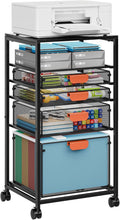 Marbrasse Rolling File Cart with 4 Storage Drawers, Mobile File Cabinet on Lockable Wheels, Hanging Filing Cabinet Organize, Under Desk Utility Cart for Home Office