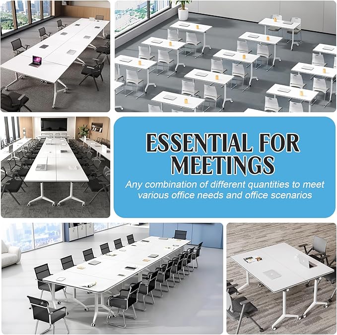 Conference Table,55.1''Folding Conference Room Table for 4-12 People,Mobile Flip Top MeetingTraining Table with Different Coulor and Styles for Offices, Classrooms,Meeting Room (2, 47.2 A)