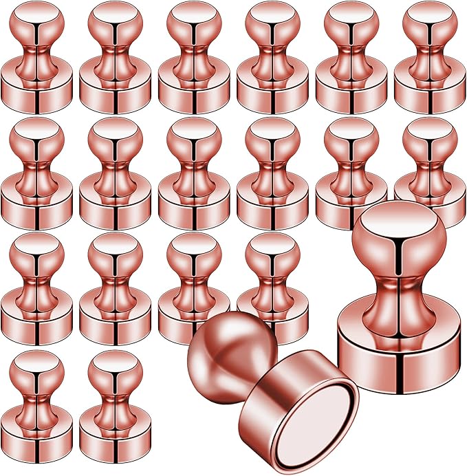 LOVIMAG Fridge Magnets 20Pcs Refrigerator Whiteboard Small Strong Magnet Classroom Kitchen Accessories Decorative Locker Set Decor Must Haves Office Calendar Refrigerador Magnetic Cute Rose Gold
