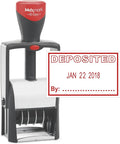 MaxMark Heavy Duty Self Inking Date Stamp with Phrase Deposited - Red Ink