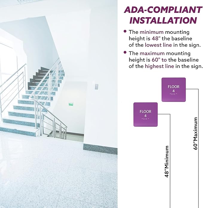 Cold Blue ADA Floor 4 Sign with Braille – Made from Durable Acrylic and Ready to Mount