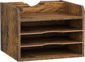 Snughome Vintage Wood File Organizer Desktop, 13.7‘’ Document Letter Mail Tray Sorter with 3 Adjustable Shelves, Wooden Desktop Paper File Sorter Holder for School Home Office Supplies (Rustic Brown)