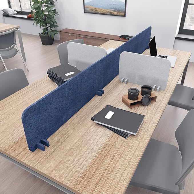 Escape 12" Freestanding Desk Divider | Eco-Friendly Acoustic Privacy Screen | Noise Reducing Desk Partition | 59" Wide | Purple