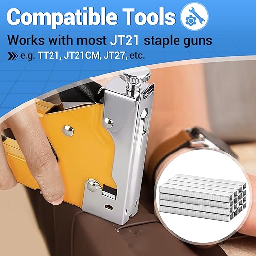 meite JT21 Staples, 3/8 Inch Galvanized Fine Wire Staples for Staple Gun - 7/16" Crown JT21 Staple Refill, Ideal for Upholstery, Crafts, Furniture (10 Packs)