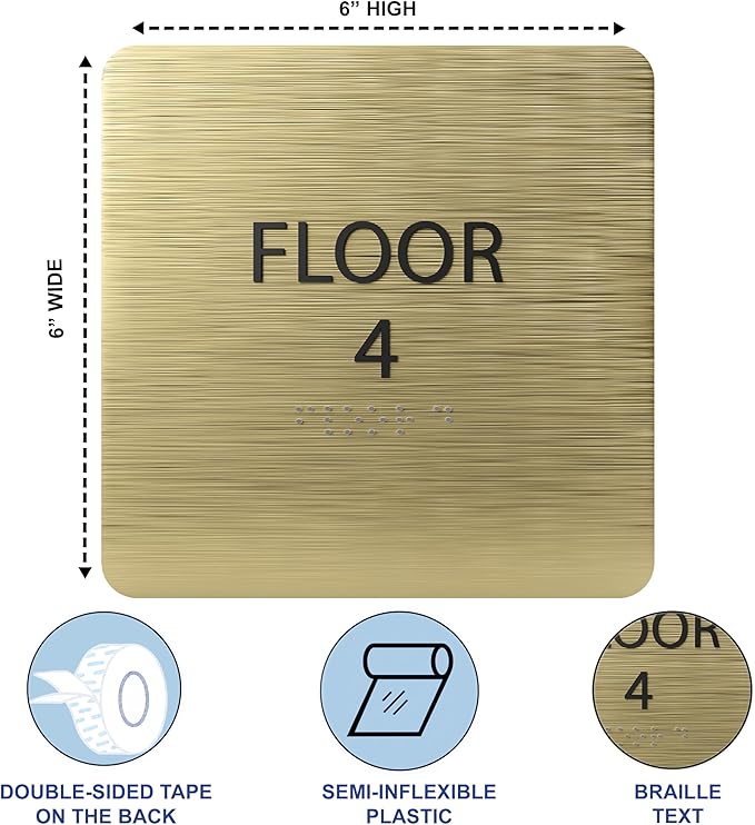 Royal ADA Floor 4 Sign with Braille – Made from Durable Acrylic and Ready to Mount