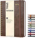 Dotted Spiral Journal Notebook, A5 Hardcover Spiral Journals for Women Men, 100 GSM Dot Grid Paper Notebooks, 150 Pages Spiral Bullet Dotted Notebook for Writing Note Taking 5.75" x 8.38", Dark Brown