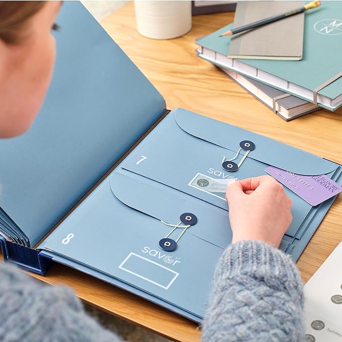 2025 Edition The Folio Document Organizer | Custom Dyed Cloth-Bound Expanding File for Important Papers, Passports, Birth Certificates & More | Ideal for Home Organization & Graduation Gift Purpose