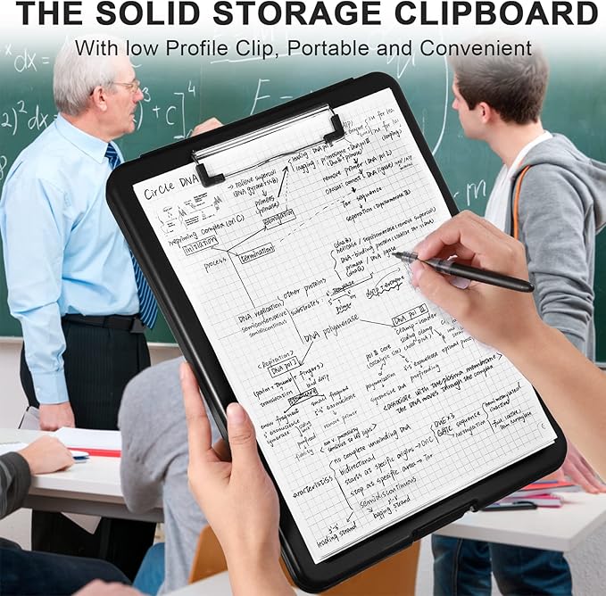 Mimorou 5 Pcs Clipboard with Storage,9.5 x 13.5 Inch Plastic Heavy Duty Foldable Clip Board with Pen Holder Low Profile Clipboard for Nurse Teacher Classroom Office Back to School Supplies