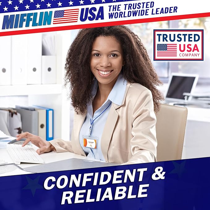 Mifflin-USA Horizontal ID Name Badge Holder (Clear, 3.5x2.25 Inches, 50 Pack), Waterproof and Resealable Plastic Card Holders
