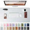 YSAGi Leather Desk Pad Protector, Office Desk Mat, Large Mouse Pad, Non-Slip PU Leather Desk Blotter, Laptop Desk Pad, Waterproof Desk Writing Pad for Office and Home (Silver, 35.4" x 17")