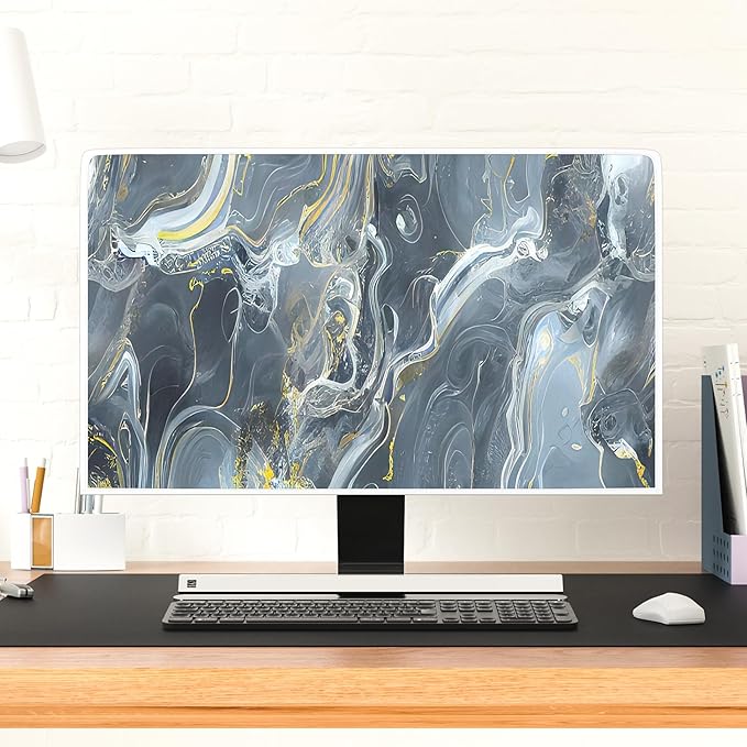 Baocicco Gray Gold Marble Waterproof 70 Inch TV Dust Cover Anti-Static Dustproof Protective Aesthetic Texture Screen TV Covers Full Body Cover for Television Screen Desktop PC LED LCD OLED