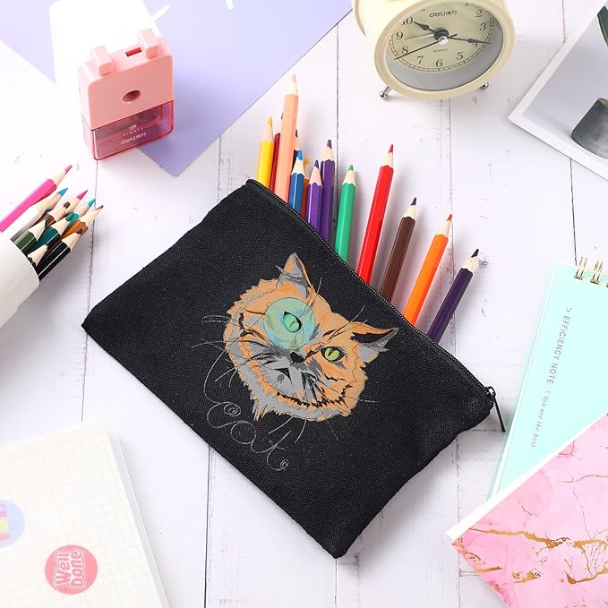 Reginary 80 Pack Canvas Zipper Makeup Bags Bulk Pencil Pouches Blank DIY Craft Canvas Cosmetic Bag Pouch with Zipper for Makeup Cosmetic Toiletry Stationary Storage(All Black)
