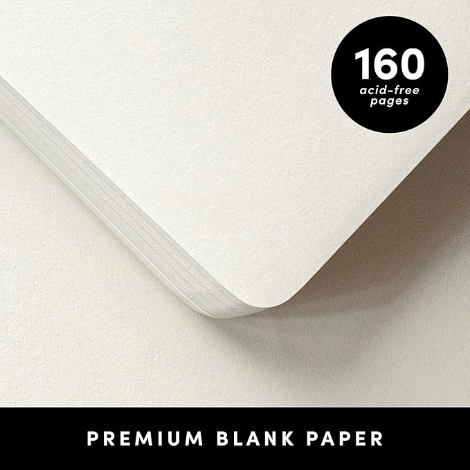 PAPERAGE Blank Journal Notebook, (Turquoise), 160 Pages, Medium 5.6 in x 8 in - 100 GSM Thick Paper – Hardcover Journaling Notebook for Work, School, Note Taking or Sketching