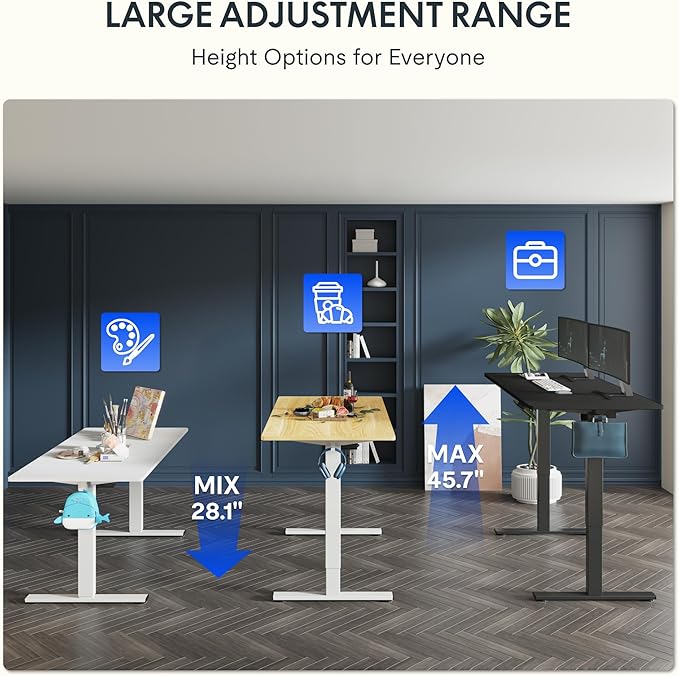 FLEXISPOT One-Piece Electric Standing Desk, 40 x 24 Inches Adjustable Desk with Seamless Desktop, Memory Controller Height Adjustment (White Frame + White Desktop, 2 Packages)