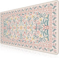 iCasso Pink Floral Desk Mat, Desk Pad, XXL Large Mouse Pad, Anti-Slip Big Mousepad with Stitched Edges, Computer Mouse Pads for Desktop for Women(Pink)
