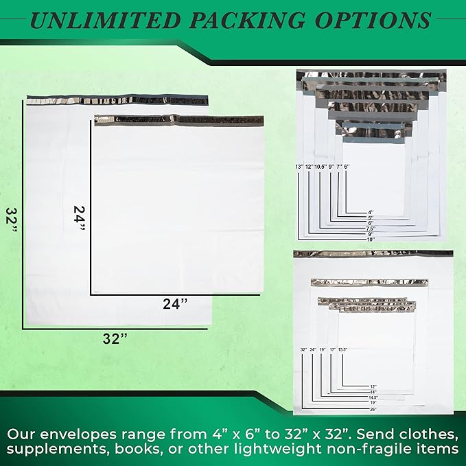 100 Pack Secure Seal White Poly Mailers - Safe Shipping With 4x6 Bags - E-Commerce Self Sealing 2 Mil Poly Envelopes for Shipping