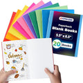 Hygloss Blank Books - Bulk 20 Pack – 5.5" x 8.5" A5 Assorted Colors – Paperback Blank Books for Kids to Write Stories, Doodle Art – Plain Drawing Sketchbook, Unlined Journal, Notebook Without Lines