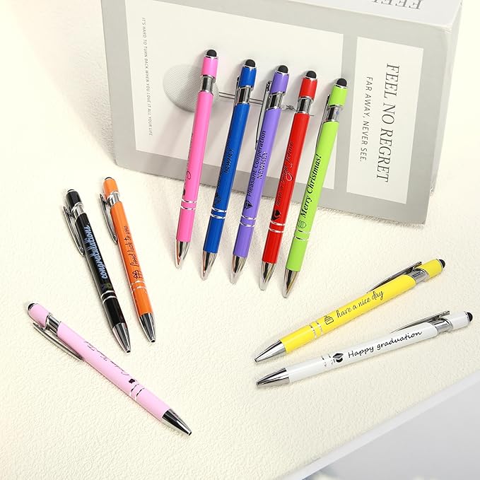 ENOMY Personalized Pens Bulk Free Engraved with Logo/Name/Message Black Ink Custom Pens Customized Stylus Ballpoint Pens Ideal Gifts for Business Anniversary (30)