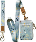 bolimoss Lanyard Wallet,Wallet Lanyard,lanyards for id Badges,lanyards for id Badges for Women,Lanyard Wallet for Women,Fashion Badge Holder with Zipper (Light Blue)
