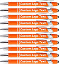 HEYZARDA Personalized Pens with Name Text Logo Custom Ballpoint Pen for Business Office Events with Stylus for Touchscreen 10 Pcs Orange