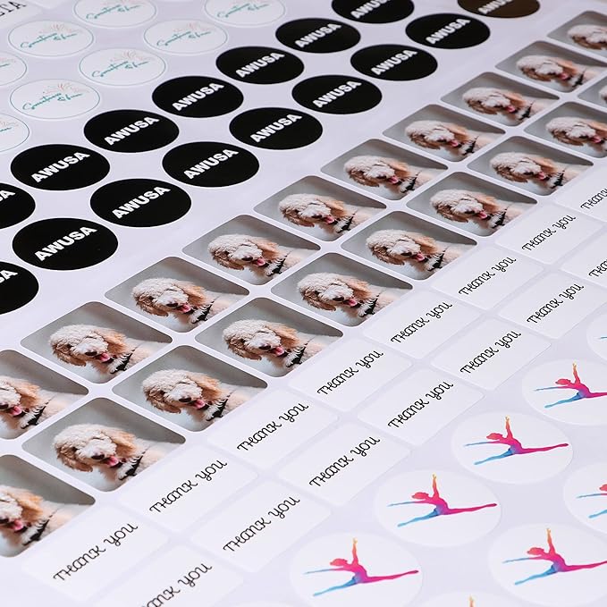 AHEADGOODS Custom Stickers - Personalized Labels, Customized Stickers with Any Design Image Logo Text, 100 Square Watercolor Floral Vinyl Stickers, Waterproof, Outdoor Use