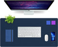 K KNODEL Desk Mat, Blotter, Dual-Sided Office Desk Pad, Waterproof Desk Mat for Desktop, Desk Blotters, PVC Leather Pad Protector (Dark Blue, 31.5" x 15.7")
