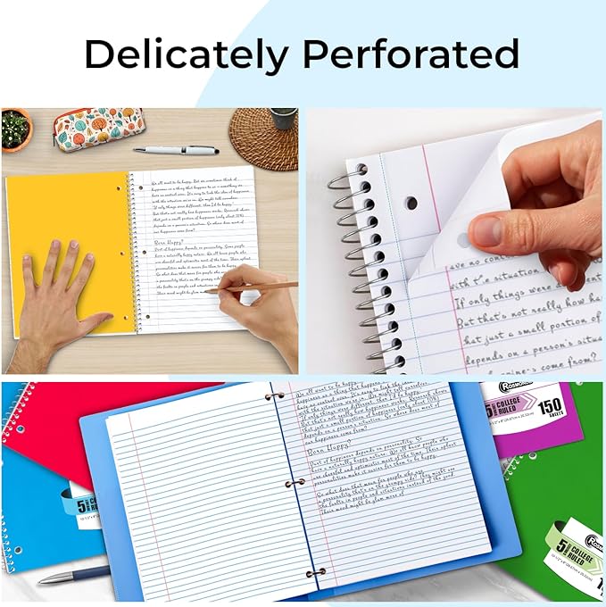 Rosmonde 2000 Packs (Pallet) 5 Subject Notebooks, Spiral Notebook Bulk, College Ruled,Pallet of Notebooks,150 Sheets (300 pages), 8 x 10-1/2",Bulk Spiral Notebooks for School & Office,4-7 Days Transit