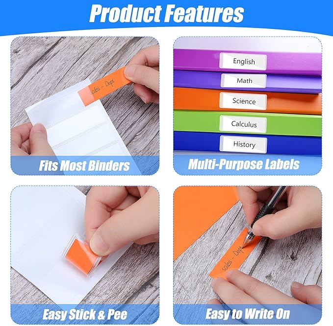 120 Pieces Clear Binder Label Holders Self Adhesive Label Holder Clear Adhesive Pockets for Business Card Storage Bins Toy Bins Scrapbooks Binders Notebooks Boxes Blank Spine Inserts