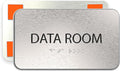 ADASigns Data Room Sign 7" W x 4" H - Durable Brushed Aluminum with Grade 2 Braille - Easy Installation with Strong Double Sided Tape - ADA Compliant Office & Businesses Signs for Wall