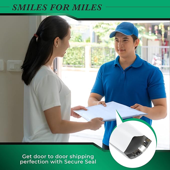 500 Pack Secure Seal White Poly Mailers - 14.5x19 Safe Shipping Bags - E-Commerce Self Sealing 2 Mil Poly Envelopes