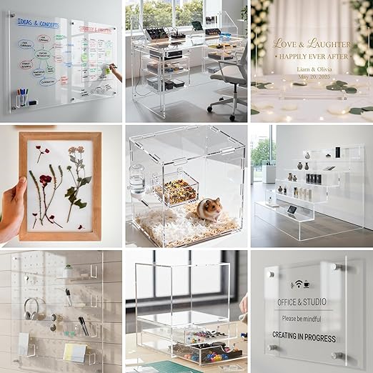 CALPALMY (2 Pack) 1/2" Thick Clear Acrylic Sheets 24" x 48", Pre-Cut Plexiglass Sheets for Craft Projects, Acrylic Signs, Display Cases or Shelving and More - Easy to Cut with Power Saw etc