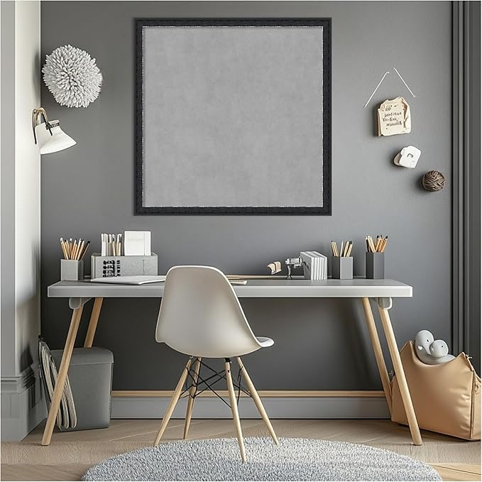 Amanti Art Black Framed Magnetic Board 26x26 Medium Vision Board for use with Magnets, 100% Metal Sheet to Display Items as Office Decor or for Home Organization in mudroom, Kitchen or Kids Room