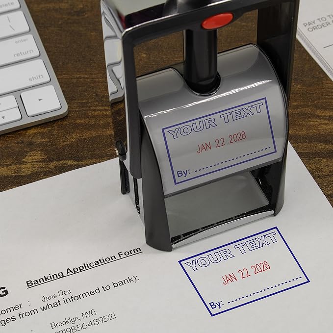 MaxMark Heavy Duty Self Inking Date Stamp with Phrase Shipped - Black Ink