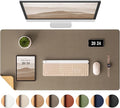 Aothia Dual-Sided Desk Pad - Leather Desk Mat, Natural Cork Desk Pad Protector, Large Mouse Pad for Desk, Waterproof Desk Blotter Pad, Desk Writing Pad for Office Work/Home, Coffee (35.4" x 15.7")