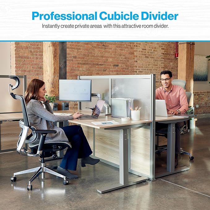 NBF Office Partitions - Cubicle Privacy Panel Wall Divider - Modern Room Separator with Quick Assembly - Indoor Laminate Free Standing Portable Room Divider Panel - 52" H x 73" W (Gray)