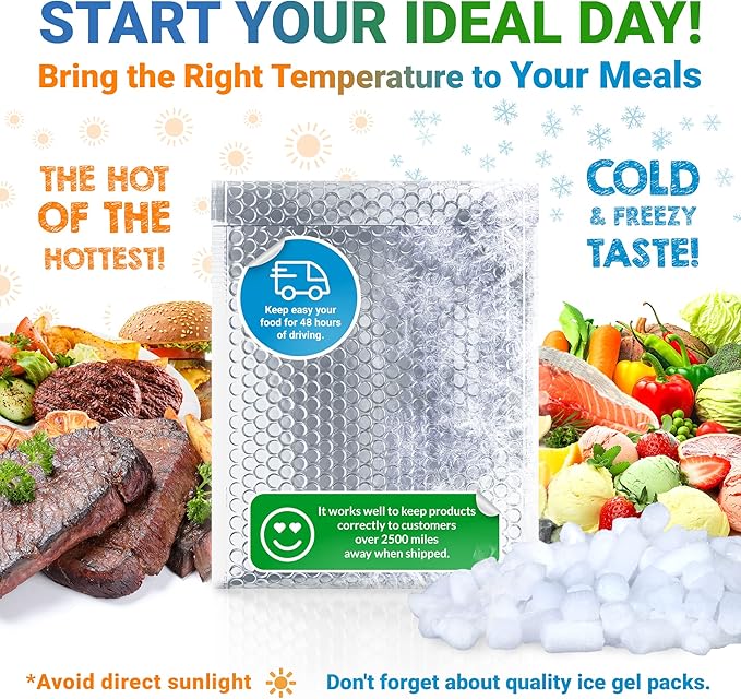 Amiff Silver Thermal Bubble Mailer, 15 x 17 Inches. 50 Pack Metallic Bubble Mailers. Self-Seal Insulated Mailers for Cold Shipping. Padded Envelopes Waterproof. Thermal Bag for Food, Cosmetics